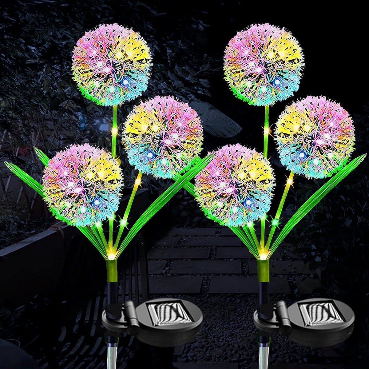 led solar dandelion light string, lawn light, ground insertion sunflower solar LED color light, outdoor decorative light string pic 13
