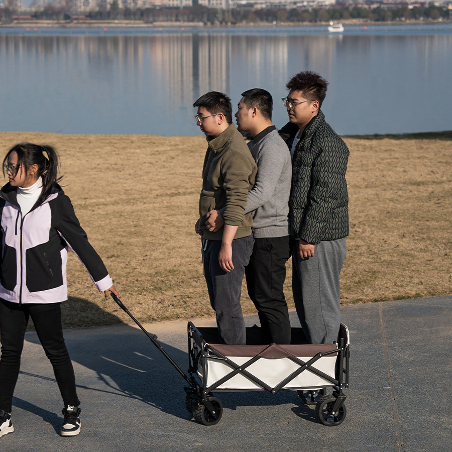 Jingyiqiang load-bearing camping vehicle, large outdoor trolley, folding hand-pushed campsite vehicle, portable picnic camping vehicle, cross-border pic 3
