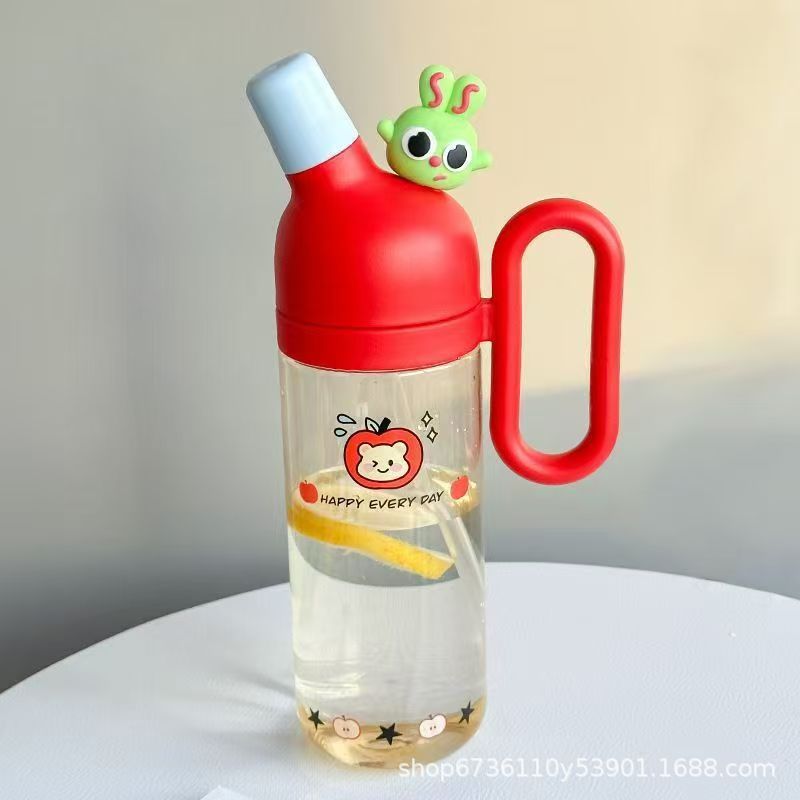 网红吸管塑料杯女生高颜值学生便携把手儿童吸管上学专用便携杯子详情5