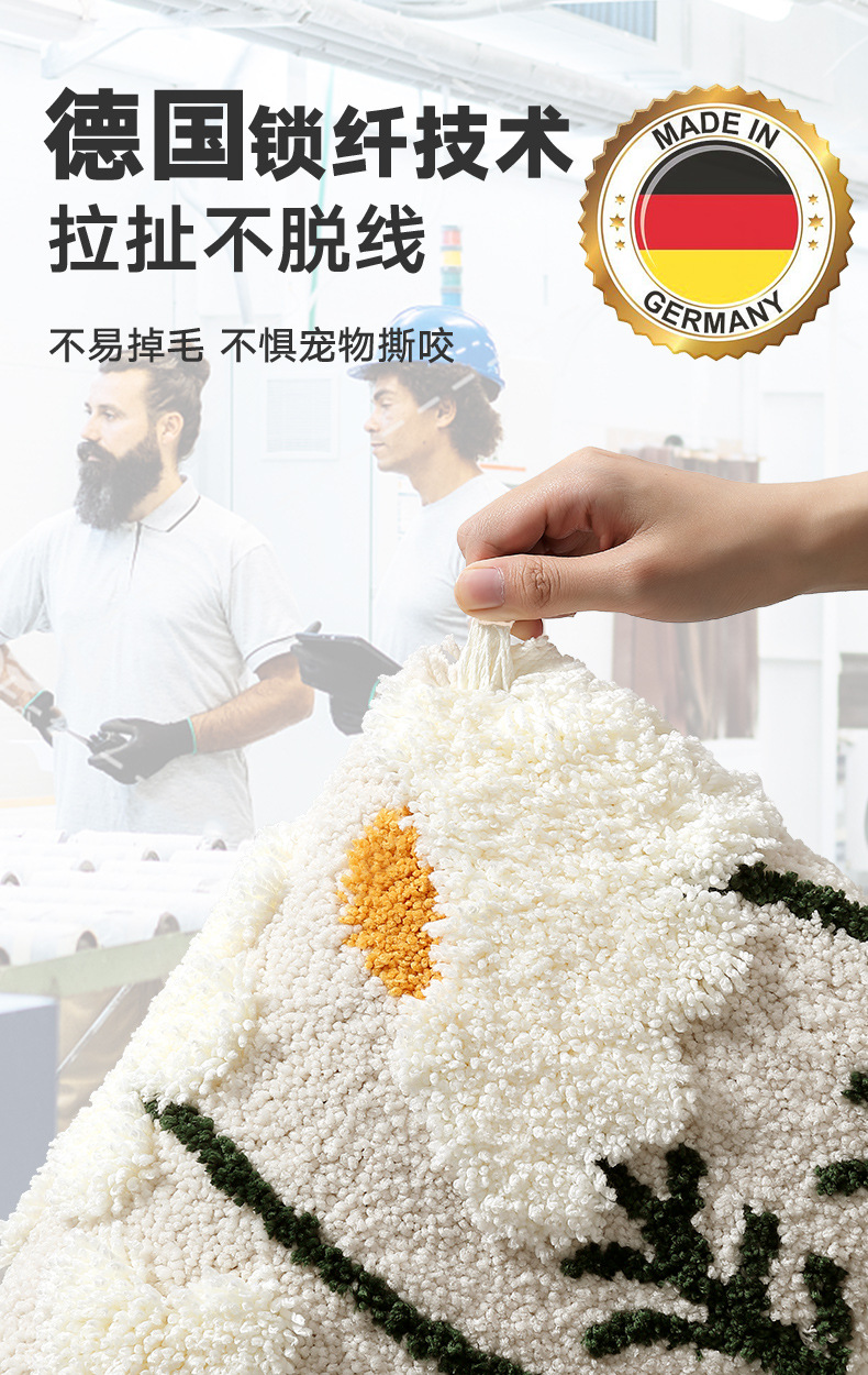 浴室防滑地垫小清新花卉高低绒植绒家居加厚强吸水脚垫地毯垫子详情28