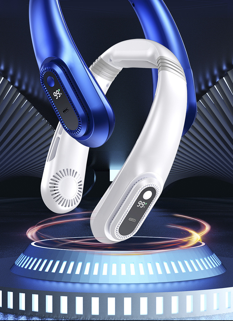 New neck-hanging fan USB charging small outdoor portable light sound turbine neck bladeless mini wind pic 3