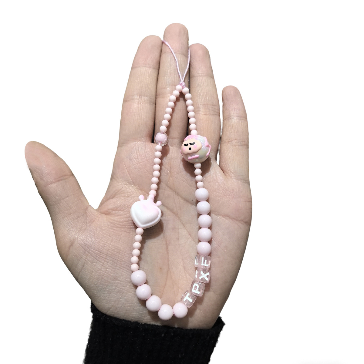Gradient color-blocking cartoon beaded mobile phone chain, cute 3D doll hand-painted pendant, girlish Ins-style ccd pendant pic 20