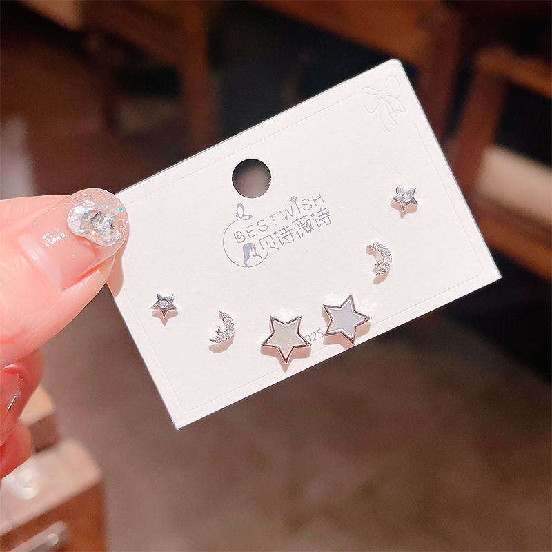 高品质感s925银针锆石6件套装小耳钉 女韩版简约气质三对耳钉批发详情17