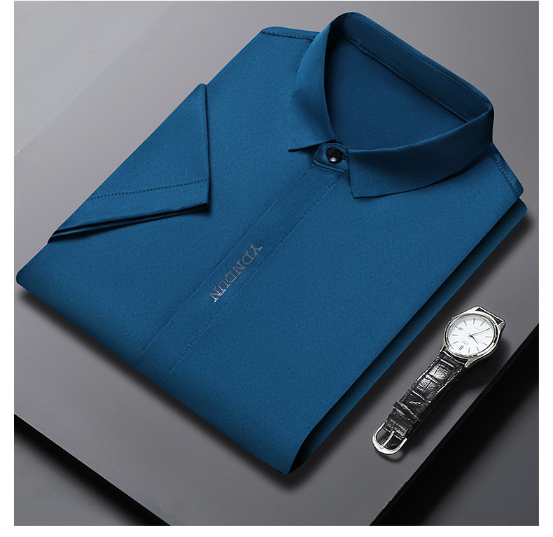 Out-of-size special offer: Summer mulberry silk short-sleeved shirt for men, high-end, seamless, one-inch shirt with good drape, no need for ironing, elastic and delicate pic 23