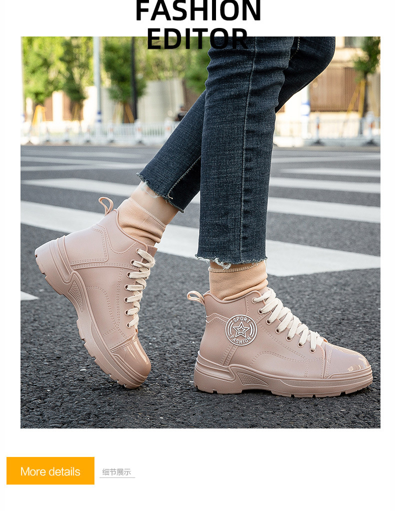 时尚女款防水雨鞋防滑雨靴短筒新款韩版休闲外穿套脚胶鞋外贸跨境详情6