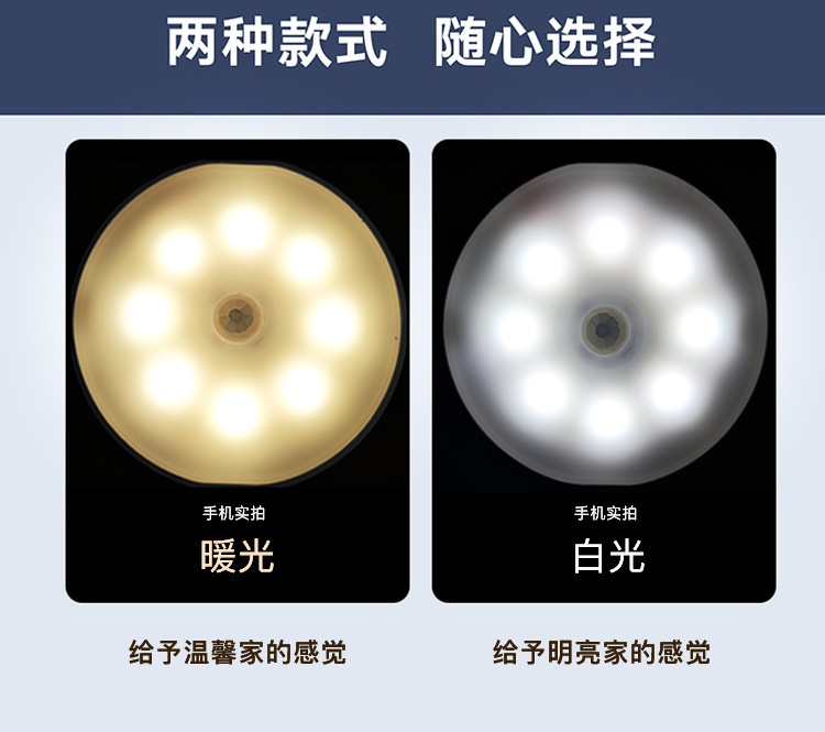 led智能人体自动感应灯usb充电小夜灯衣柜橱柜宿舍走廊卧室感应灯详情6