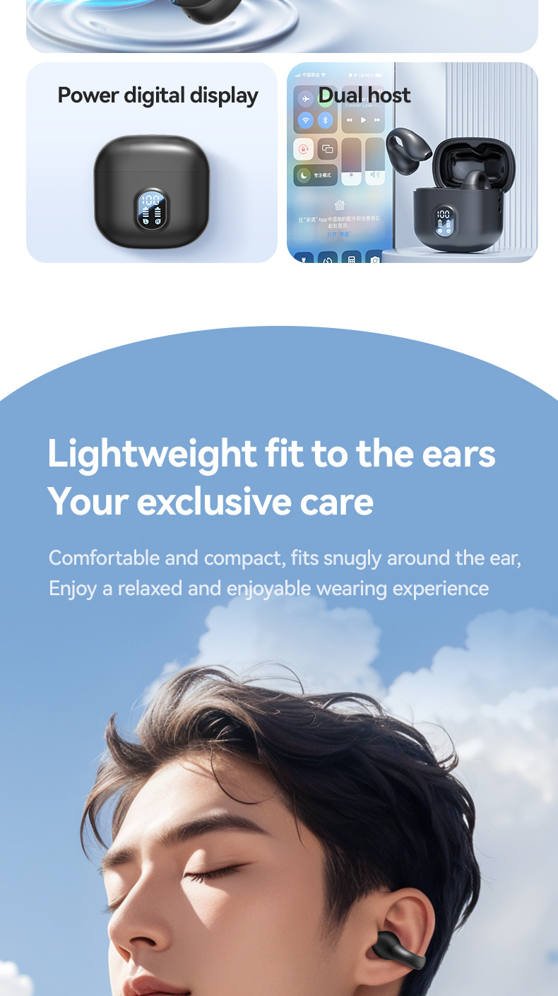 Cross-border M67 Bluetooth headphones, wireless, non-in-ear, sports, ultra-long battery life, mini new product, 5.3 In-ear style pic 5