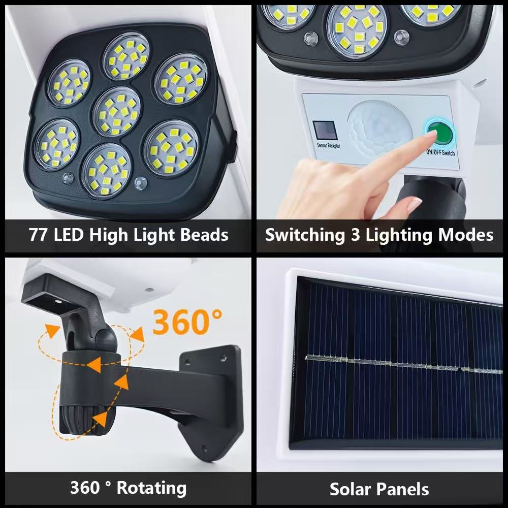 Surveillance fake camera solar sensor wall lamp LED/COB strong light anti-theft remote control wireless surveillance lamp pic 2