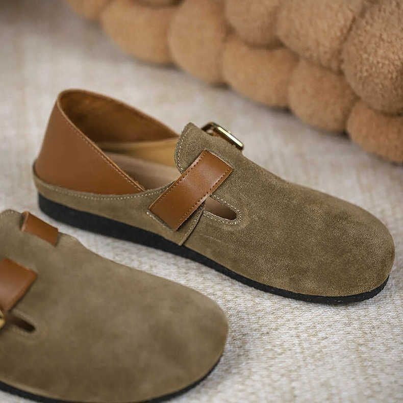 磨砂皮勃肯鞋女鞋2025新款春秋全包两穿软底平底舒适百搭女单鞋详情5