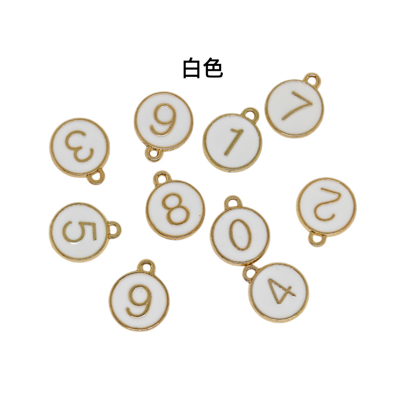 DIY饰品配件   合金双面滴油多色数字字母配套吊坠 手链项链挂饰详情5