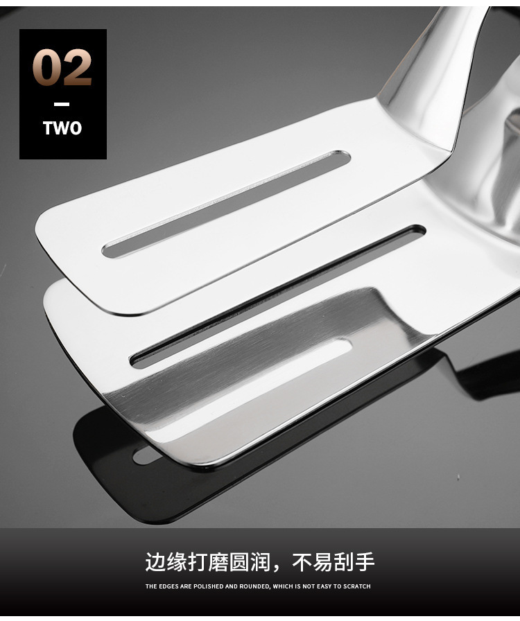 304 stainless steel food tongs, steak tongs, food barbecue tongs, kitchen bread tongs, hand-held pancake spatulas, thickened pic 9