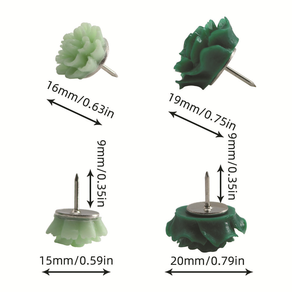 跨境彩色树脂玫瑰花图钉 创意DIY装饰图片墙钉固定美术绘画板按钉详情5
