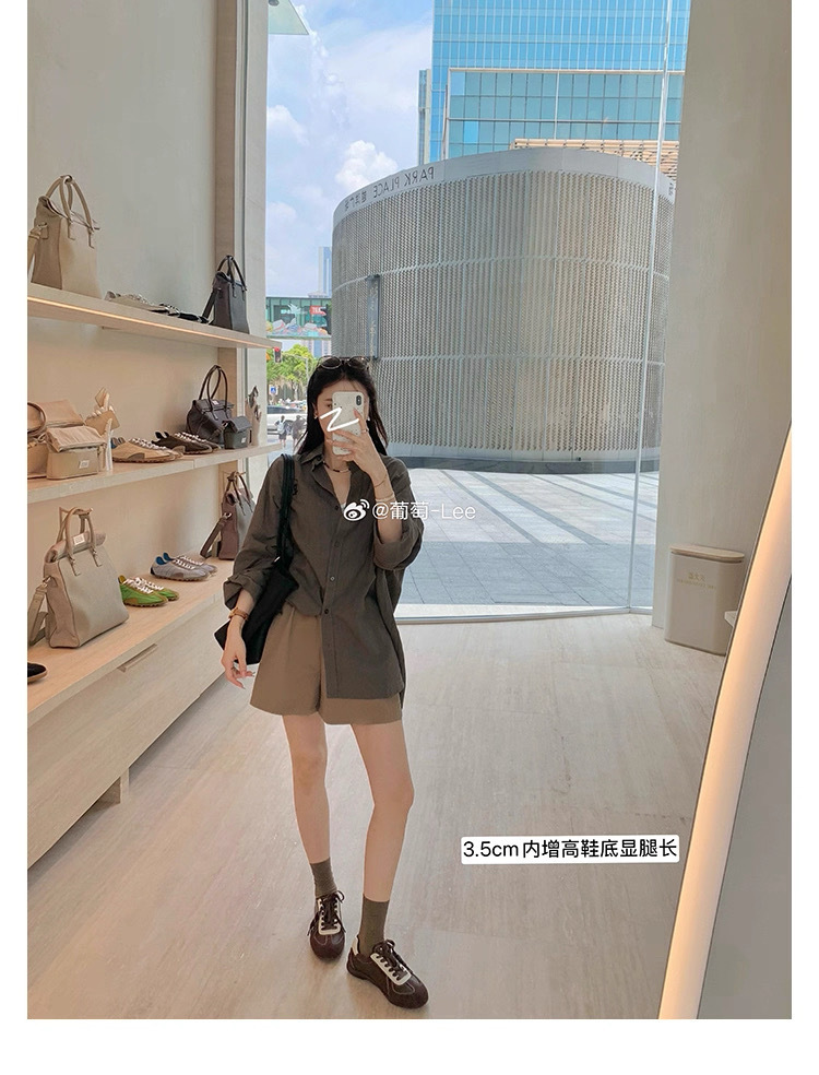 葡萄妈同款系带拼色圆头百搭舒适休闲真皮板鞋增高德训鞋女小白鞋详情24