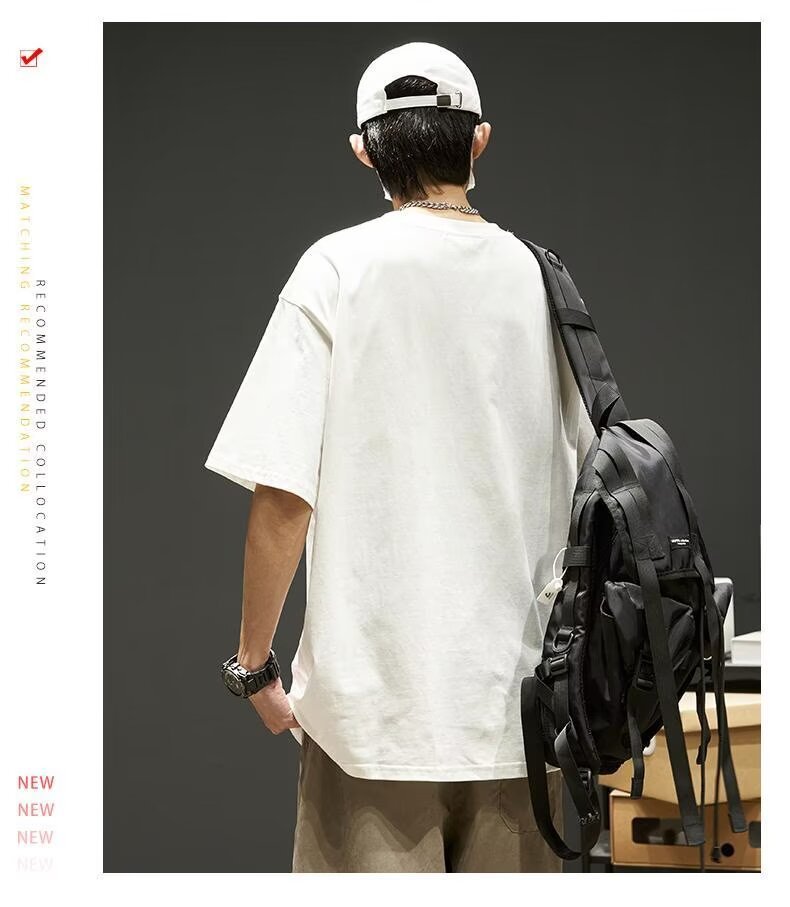 夏季男士t恤潮牌潮流简约半袖上衣男装短袖纯棉衣服男生体恤印花详情4