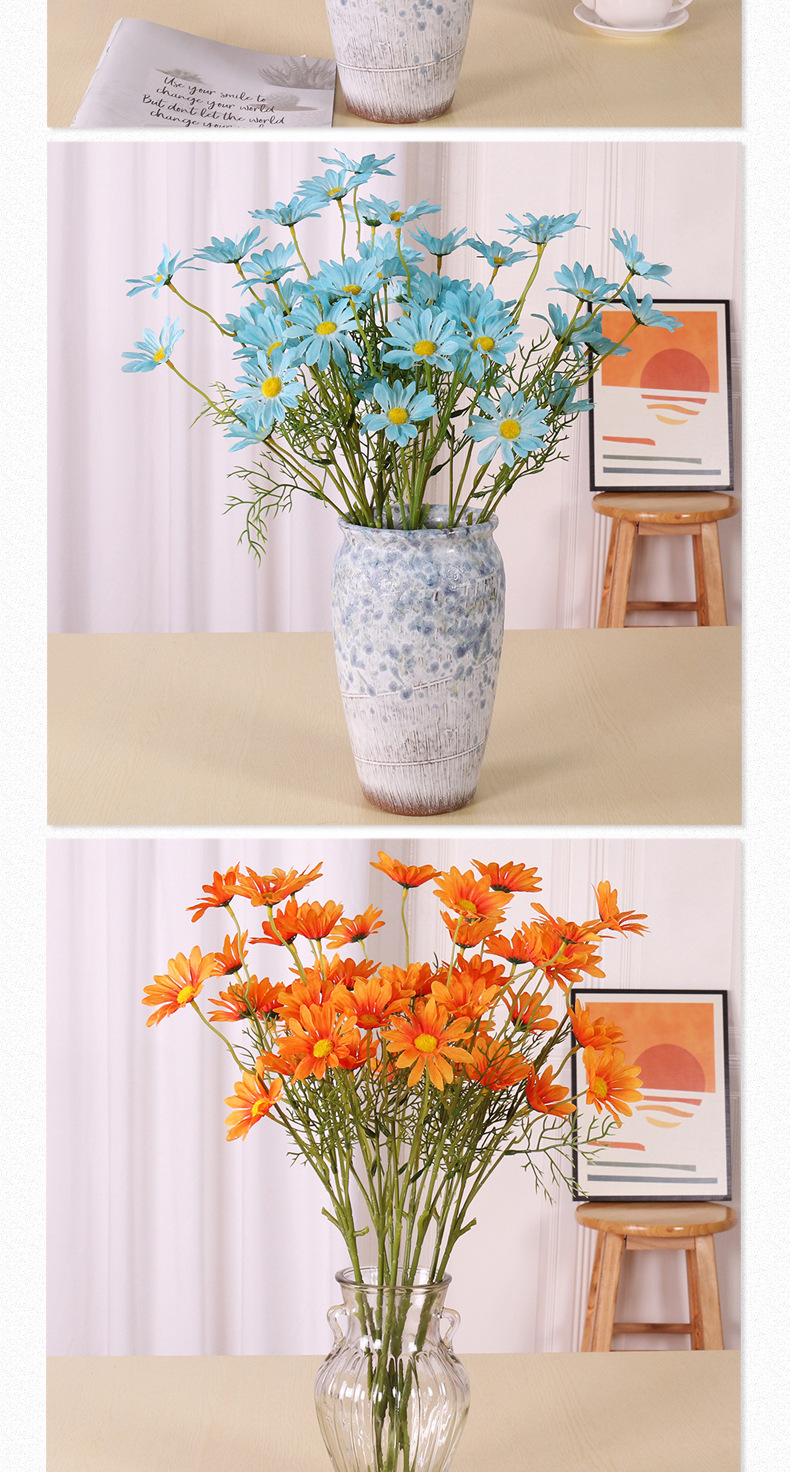 仿真5头荷兰菊 洋甘菊 小雏菊波斯菊手捧花婚庆家居摄影装饰批发详情12