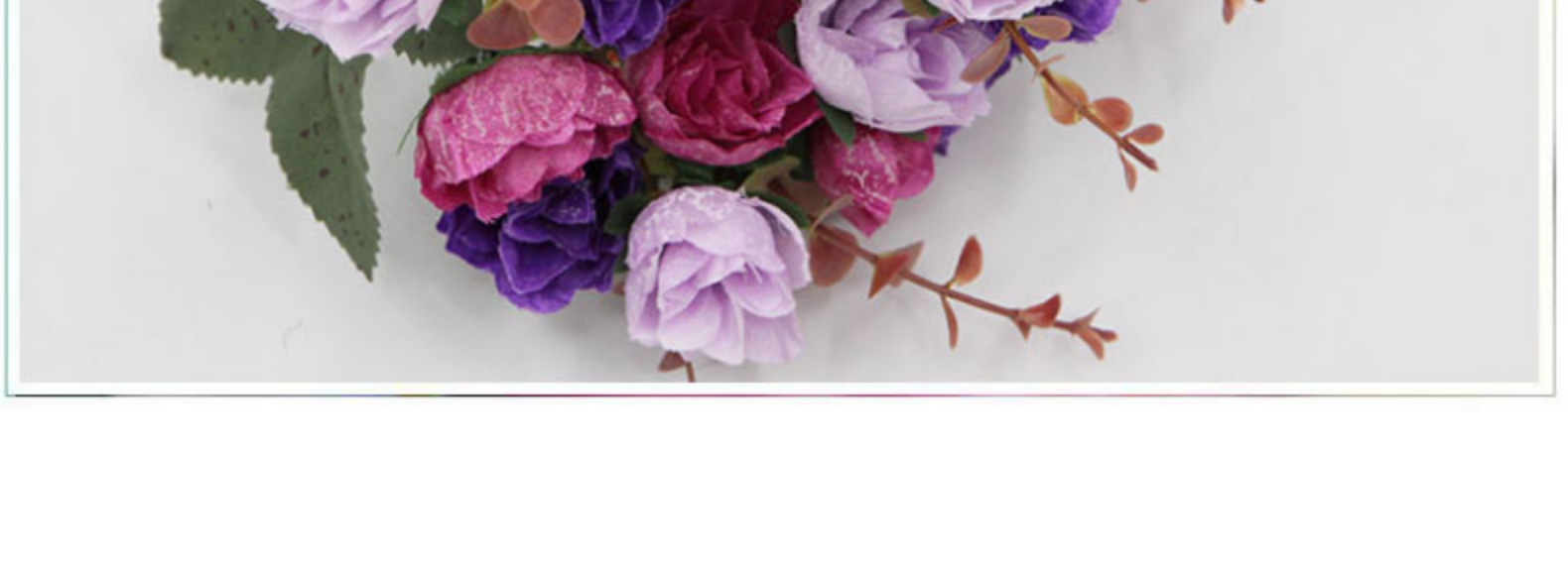 仿真花21头钻石玫瑰花秋色玫瑰花束婚礼家居扶手装饰假花摆件批发详情11