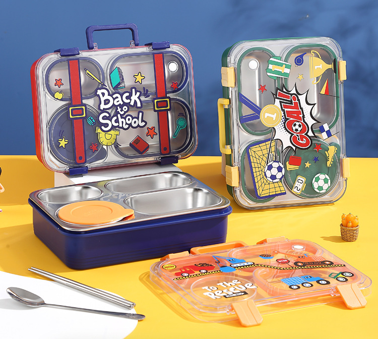 卡通新款分格保温饭盒不锈钢学生专用上班族便携成人便当餐盒代发详情2
