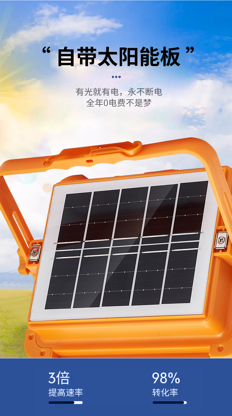 led charging floodlight, solar outdoor camping light, night market stall mobile portable USB charging camping light pic 4