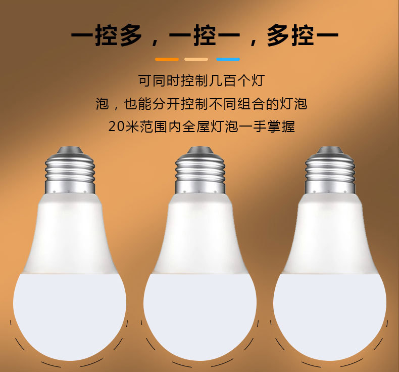 跨境智能2.4g遥控宽压三色温灯泡可无极调光调色led球泡灯螺口e26详情11