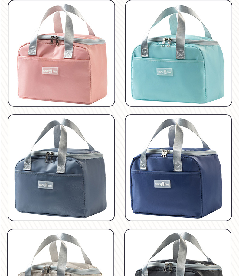 饭盒袋韩版手提儿童午餐包多功能纯色牛津布防水上班族保温袋详情12