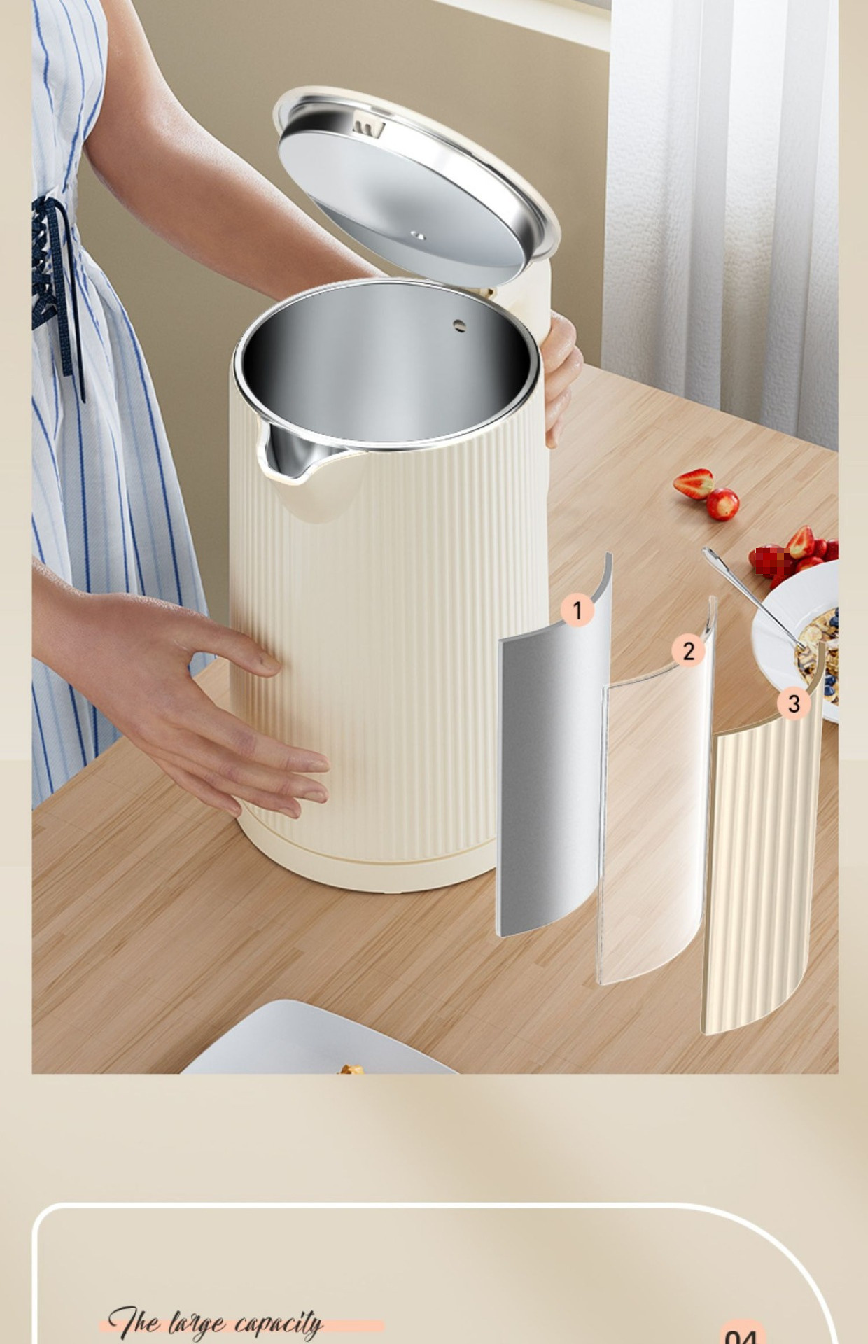 Household stainless steel insulated kettle, constant-temperature automatic power-off, large-capacity electric kettle, constant-temperature integrated pic 11