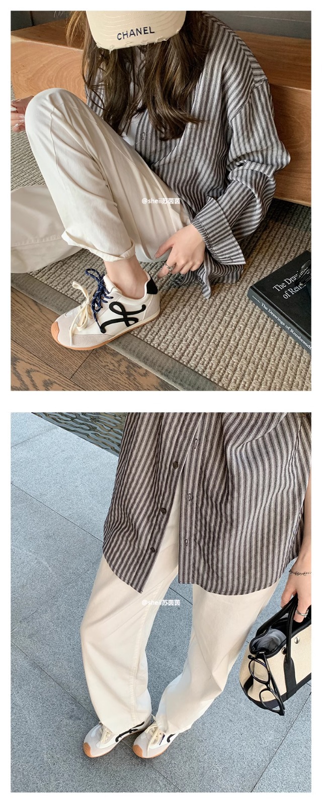 苏茵茵同款7cm内增高版~复古小歪头鸳鸯鞋带休闲鞋德训鞋女阿甘鞋详情8