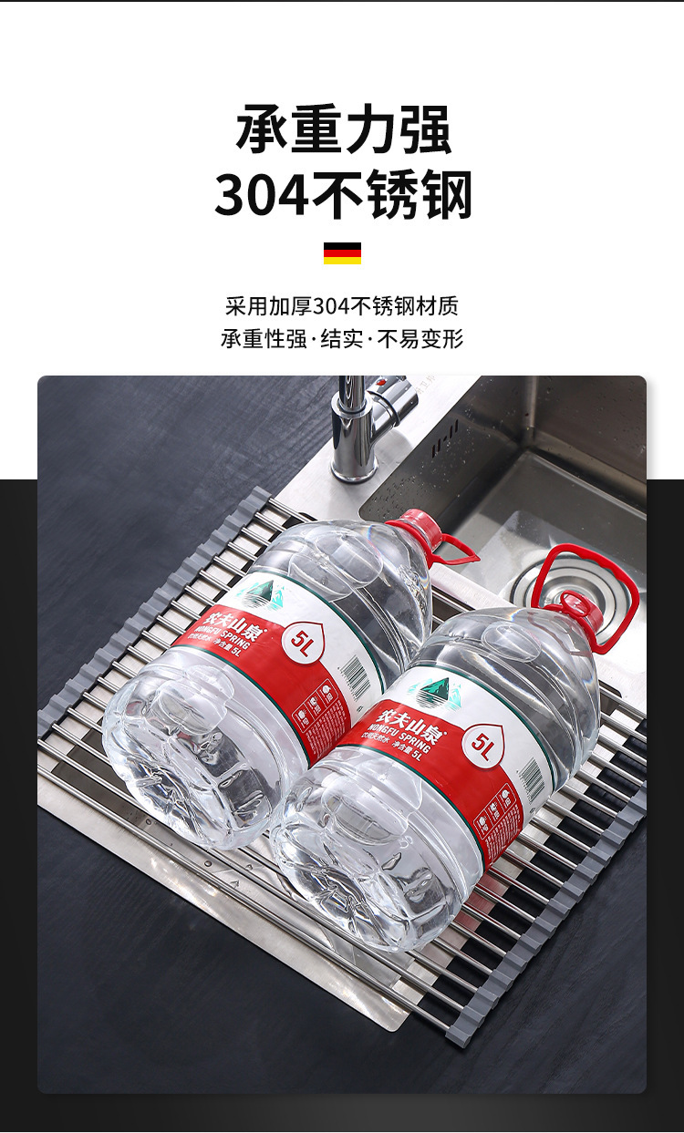 现货硅胶沥水架滤水架不锈钢折叠厨房置物架水槽碗筷架详情12