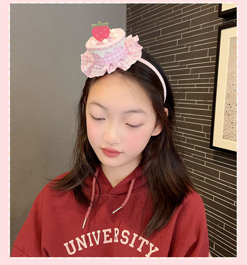 韩版创意草莓蛋糕发箍可爱甜美网红发夹小清新格纹冰激凌发圈头饰详情3