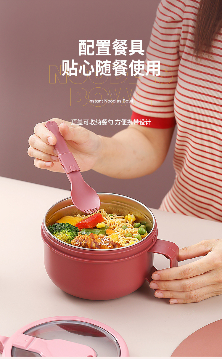 304 stainless steel instant noodle bowl, large-capacity student instant noodle bowl, instant noodle cup, portable lunch box with lid for office workers pic 9