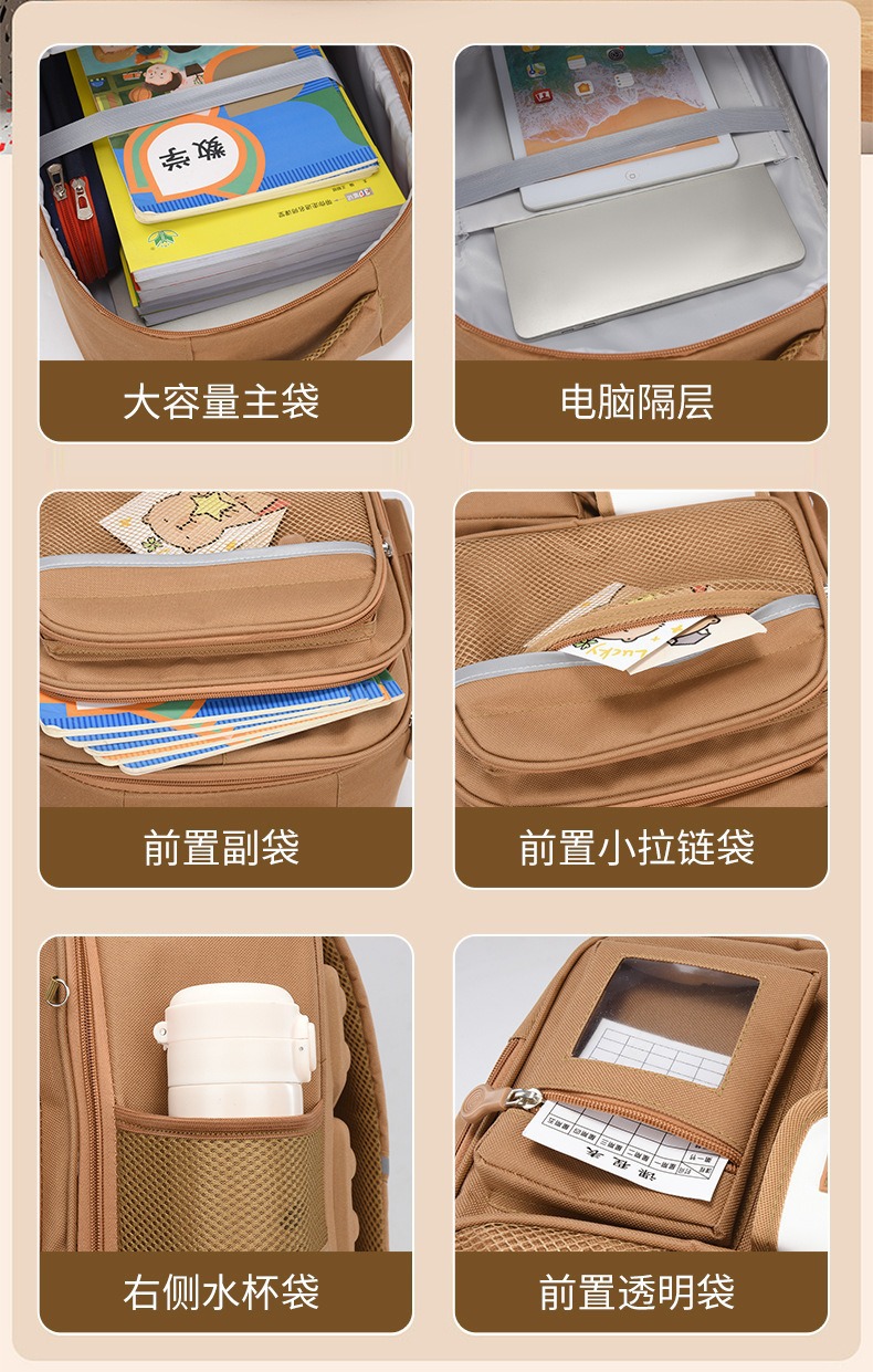 库洛米儿童书包男女孩一二六年级大容量减负护脊6-12岁小学生背包详情6