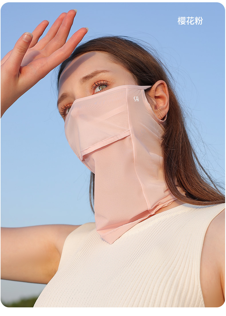夏季户外防晒面罩骑行护颈防紫外线面纱轻薄透气防晒冰丝口罩女士详情19