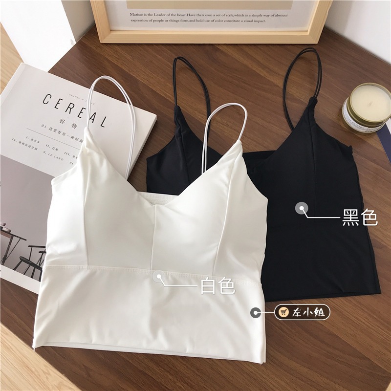百搭少女外穿吊带带胸垫冰丝美背无袖上衣内搭打底背心抹胸bra夏详情8