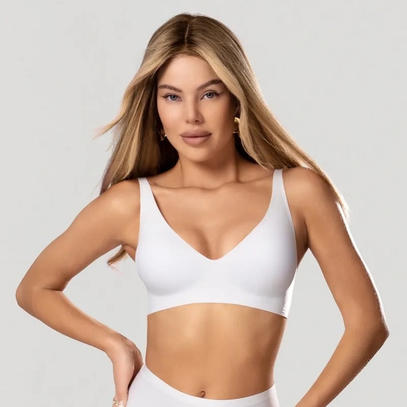 跨境无痕内衣女V领大码薄款无钢圈胸垫舒适支撑柔软文胸详情19