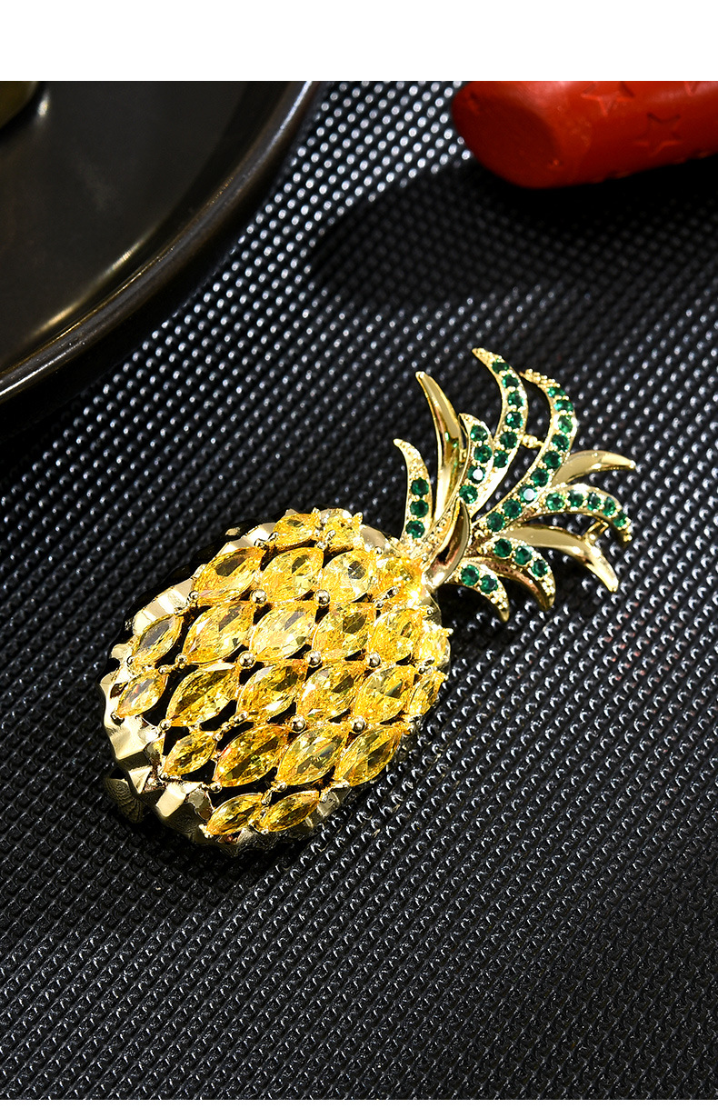 高档轻奢胸针新款百搭甜美珐琅菠萝凤梨胸针西装外套男女别针领详情16