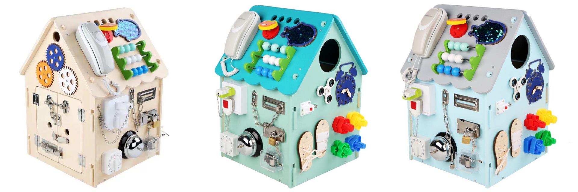 Wooden busy house Montessori DIY baby lock-picking concentration training starry sky top toy Montessori multi-functional pic 21