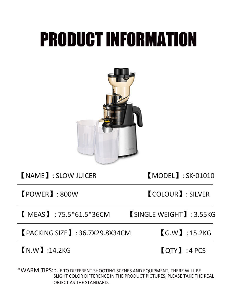 Cross-border SOKANY01010 JUICER, slow juicer, juice separation, Lock nutrition Juicer pic 2