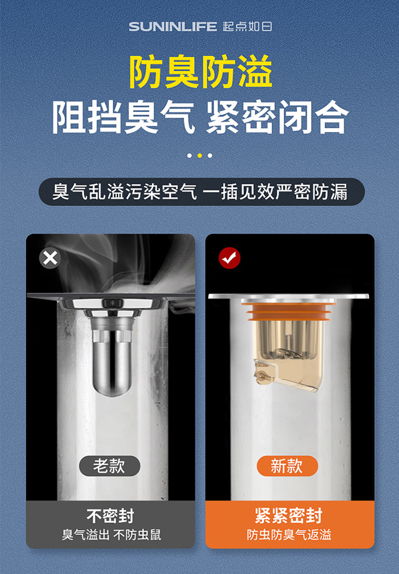 Bathroom anti-odor floor drain core, bathroom sewer floor drain cover, anti-insect, kitchen sewer anti-odor backflow magic tool pic 11