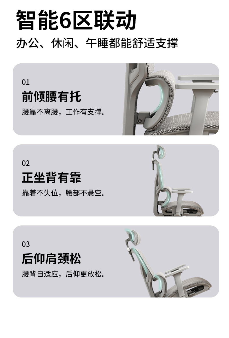Ergonomic chair, lumbar support computer chair, comfortable home sitting for long periods, gaming chair, reclining office, factory direct sales pic 7