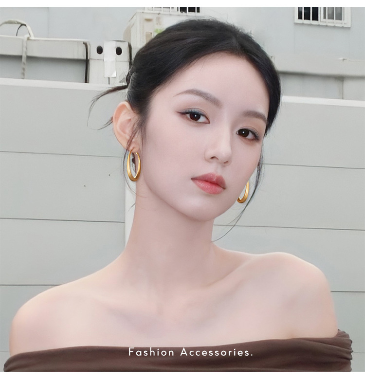 大圆圈螺旋耳夹女款2024新款爆款素圈高级感无耳洞耳环方圆脸耳饰详情7