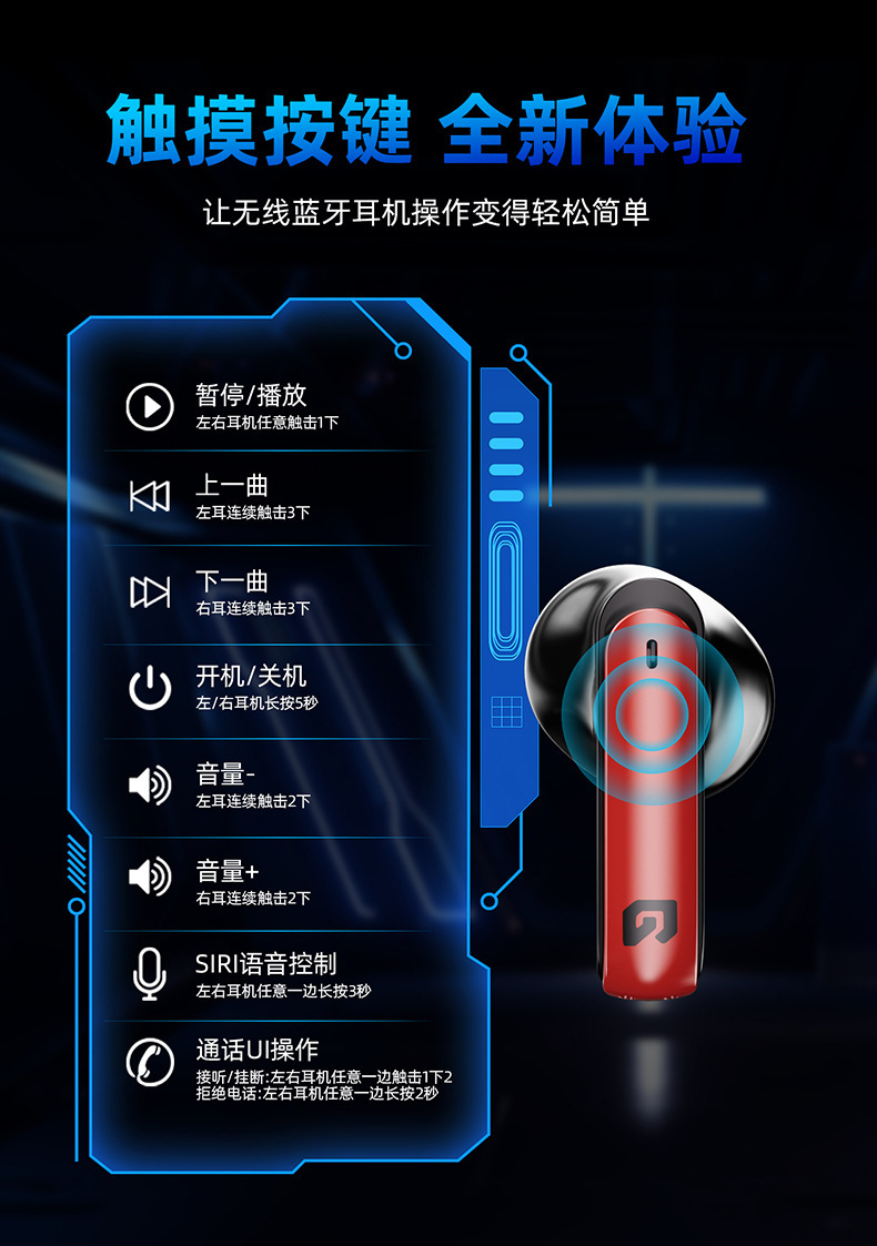 The new cross-border mecha headphones PRO50 wireless Bluetooth headphones are low-latency tws aemai Bluetooth headphones for gaming pic 14