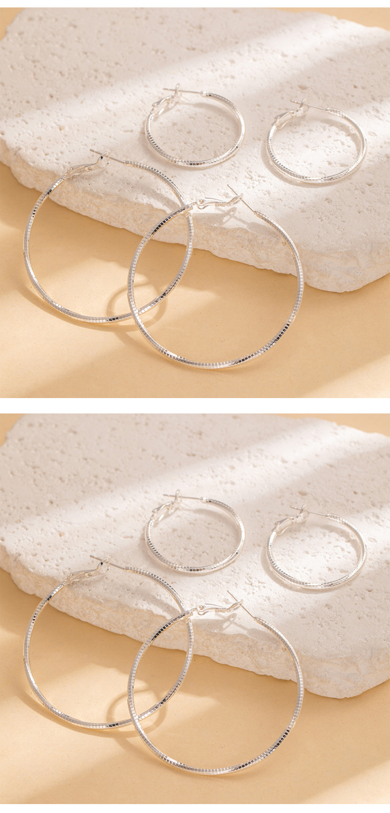 Sweet and cool style fashionable commuting large circle thin ear ring, niche design sense exaggerated earrings 925 silver needle plain ring earrings pic 79