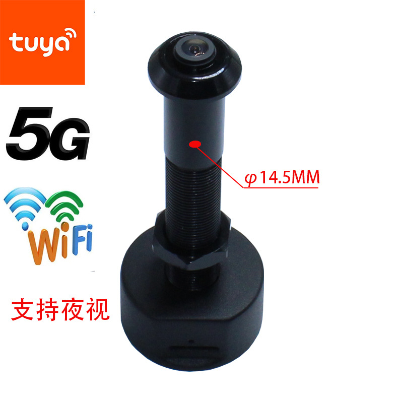 tuya Infrared night vision wide-angle fisheye anti-theft door, cat-eye WiFi remote security door, graffiti smart camera pic 1