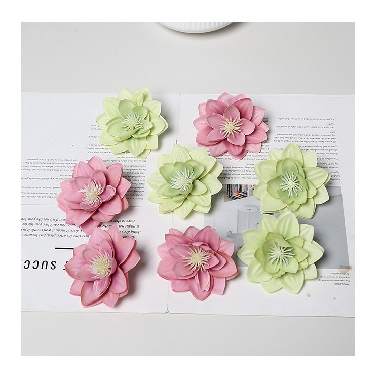 仿真花荷花头 新款diy材料包头饰簪花配件花朵婚礼堂花墙胸花摄影详情13