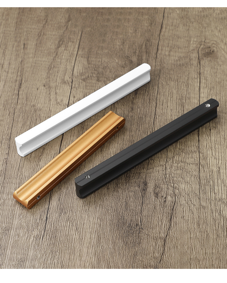 特价 柜门把手金色轻奢现代简约黑色抽屉柜子橱柜衣柜长拉手白色详情36