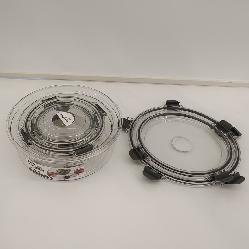 挺力圆形PET 4件套保鲜盒厨房储物盒冰箱冷冻盒 pic 3