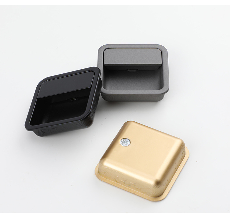 The black invisible handle of the tatami is embedded with the drawer handles of the cabinets and wardrobes. The sliding door is equipped with a golden concealed embedded handle pic 55