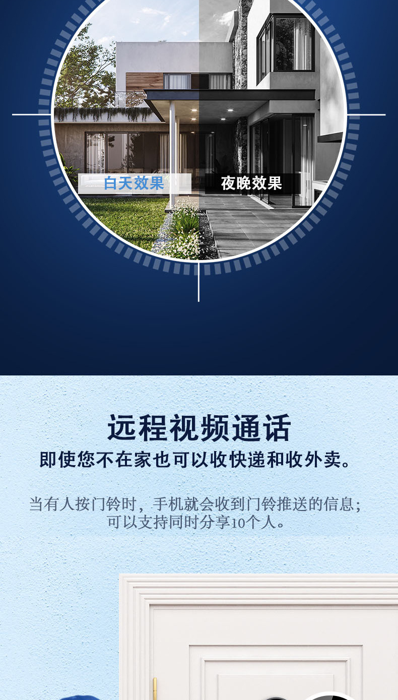 新款M9智能低功耗无线wifi可视对讲门铃手机监控防水底座云储存详情6