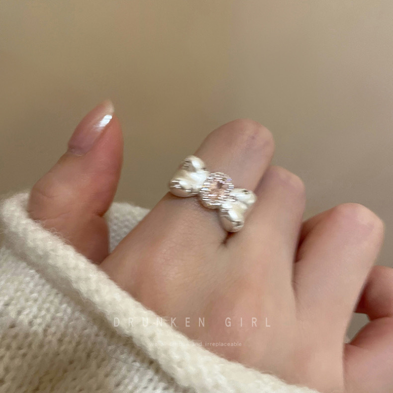 甜心公主~蝴蝶结戒指女2025年新款时尚个性尾戒哑光甜美开口指环详情6