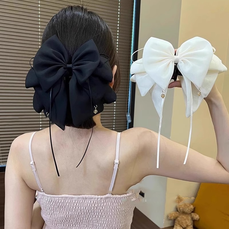 法式缎面蝴蝶结花苞抓夹女后脑勺蓬松显发量马尾夹高级感气质发夹详情32