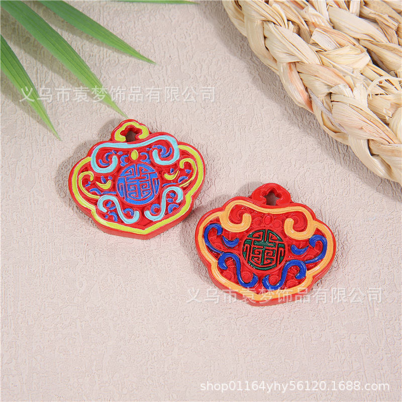 红砂彩绘唐卡葫芦吊坠批发朱砂水飞砂小狐狸狐仙平安扣项饰吊挂件详情8